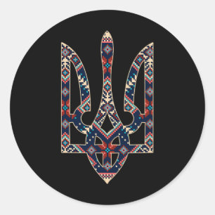 Pegatina Redonda Emblema ucraniano Símbolo de Ucrania Bordado 