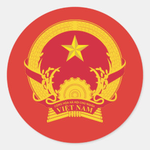 Pegatina Redonda Emblema vietnamita, bandera de Vietnam