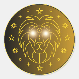 Pegatina Redonda Emblema zodiacal de Leo   Símbolo celestial minima