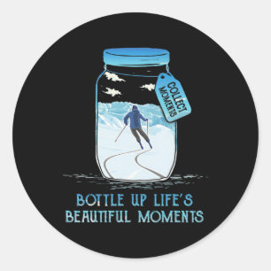 Pegatina Redonda Embottle los hermosos momentos de la vida Botella 