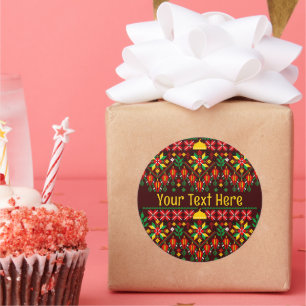 Pegatina Redonda Embrodería tradicional de Palestina Tatreez