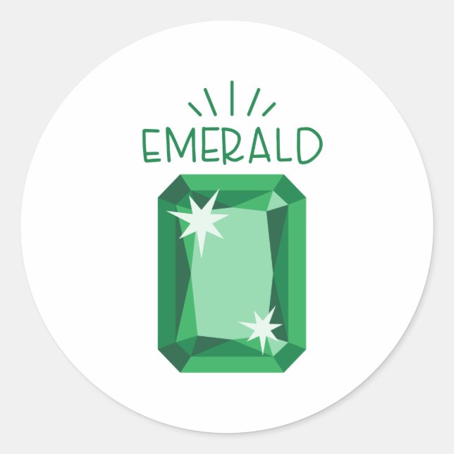 Pegatina Redonda Emerald Birthstone (Anverso)