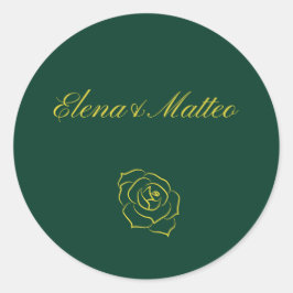 Pegatina Redonda Emerald Romance wedding stickers 