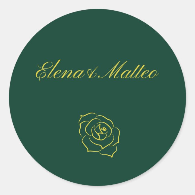 Pegatina Redonda Emerald Romance wedding stickers  (Anverso)