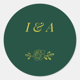 Pegatina Redonda Emerald Romance wedding stickers 
