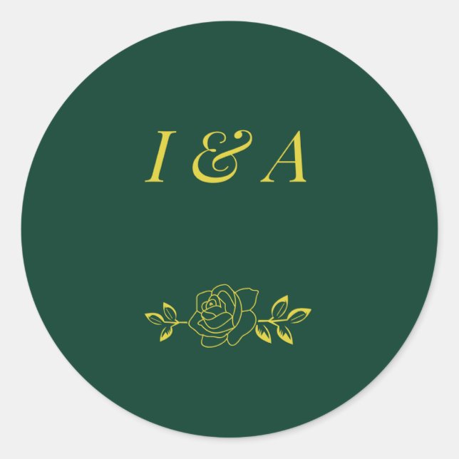 Pegatina Redonda Emerald Romance wedding stickers  (Anverso)