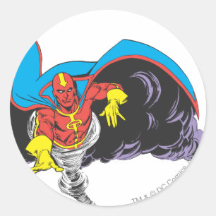 Pegatina Redonda Emerge el Tornado Rojo