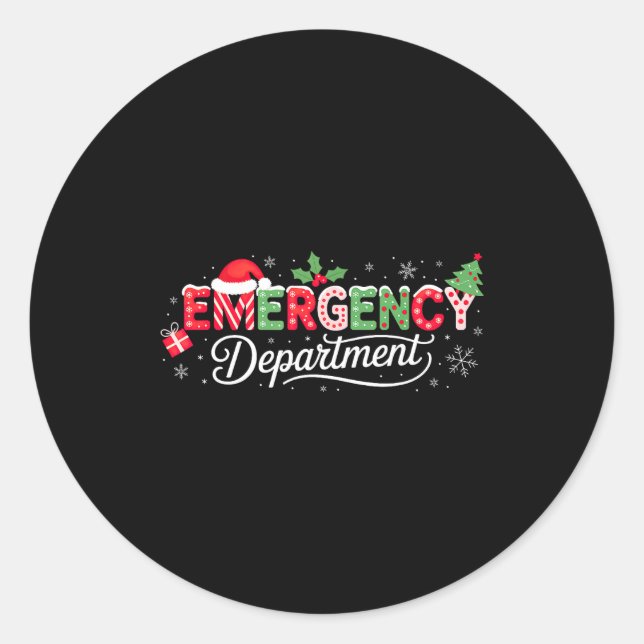 Pegatina Redonda Emergency Department Christmas Santa Er  (Anverso)