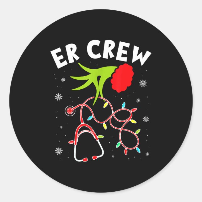 Pegatina Redonda Emergency Room Christmas Er Crew Nurse Xmas Holida (Anverso)