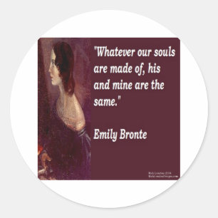 Pegatina Redonda Emily Brontë & Famoso Nuestra Almas Cita