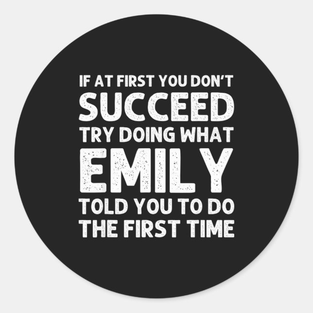 Pegatina Redonda Emily Name D Birthday Funny Christmas Joke  (Anverso)