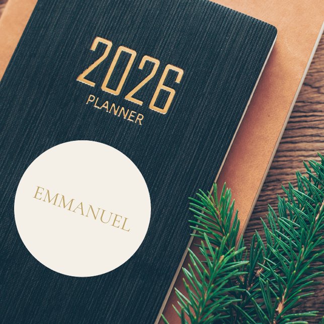 Pegatina Redonda EMMANUEL Cream Christmas Sticker #2 (Example usage on planner. Sticker not shown at actual scale.)