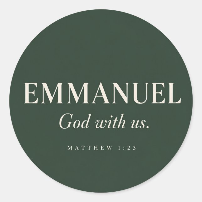 Pegatina Redonda EMMANUEL | Mateo 1:23 | Navidad (Anverso)