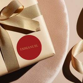 Pegatina Redonda Emmanuel - Red Minimalist Christmas Sticker #4