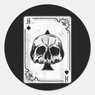Pegatina Redonda Emo Gótico y el As de Punk del juego de póquer Spa