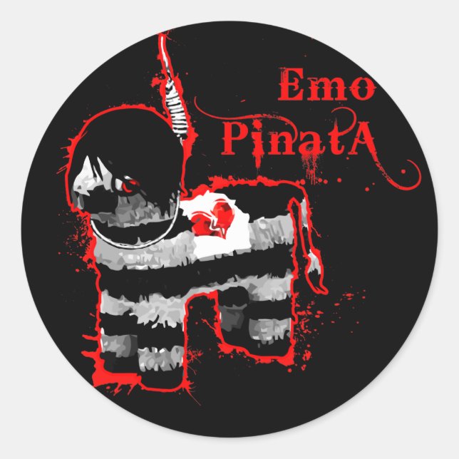 Pegatina Redonda emo piñata (Anverso)