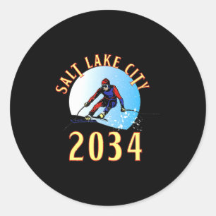 Pegatina Redonda Emocionado por 2034 por salt lake city utah 