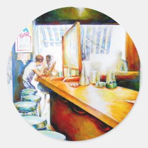 Pegatina Redonda Emocional a motivador, lógica a justificar