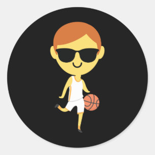 Pegatina Redonda Emoji 1 de Basketball Boy