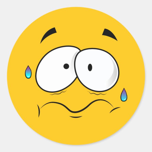 Pegatina Redonda Emoji amarilla preocupada (Anverso)