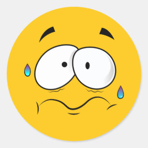 Pegatina Redonda Emoji amarilla preocupante