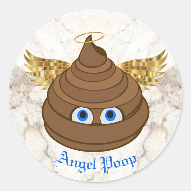Pegatina Redonda Emoji Angel Poop (Anverso)