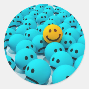 Pegatina Redonda Emoji azul cielo