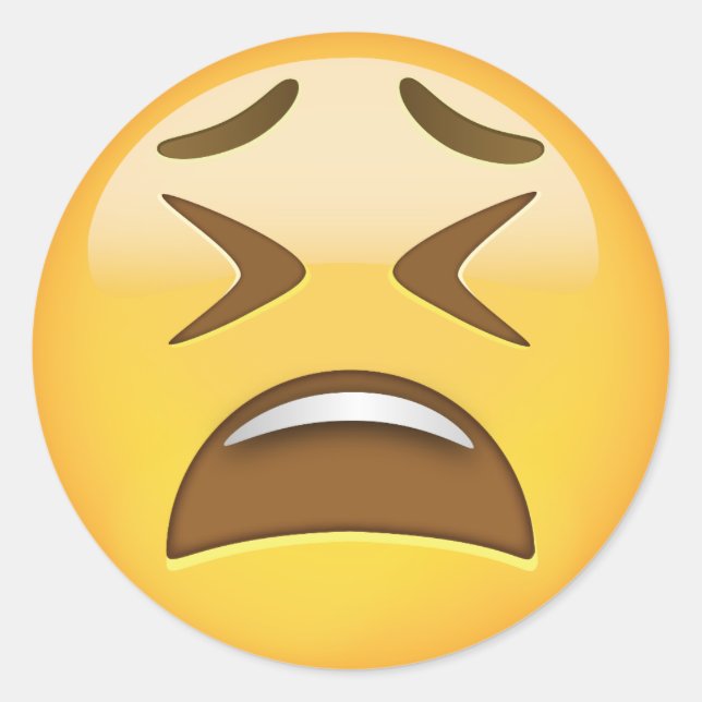 Pegatina Redonda Emoji Cara Cansada (Anverso)