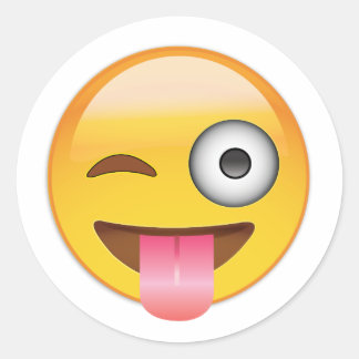 Pegatina Redonda Emoji - Cara con lengua