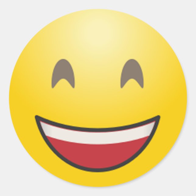 Pegatina Redonda Emoji cara sonriente con boca abierta y ojos sonri (Anverso)