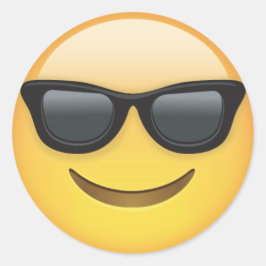 Pegatina Redonda Emoji Con Gafas De Sol