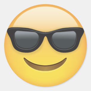 Pegatina Redonda Emoji con las gafas de sol