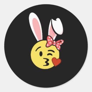 Pegatina Redonda Emoji Conejo de Pascua