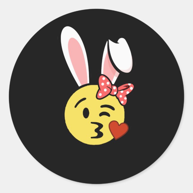 Pegatina Redonda Emoji Conejo de Pascua (Anverso)