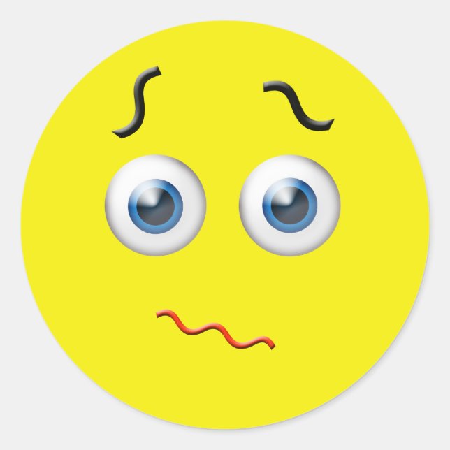 Pegatina Redonda Emoji confusa (Anverso)