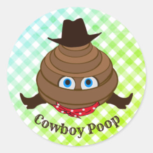 Pegatina Redonda Emoji Cowboy Poop