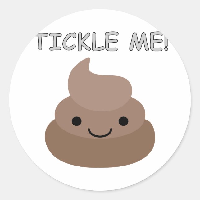 Pegatina Redonda Emoji Cute Tickle Me Poop (Anverso)