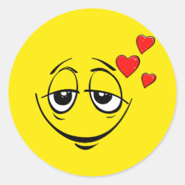 Pegatina Redonda Emoji de amor Cute Happy Face
