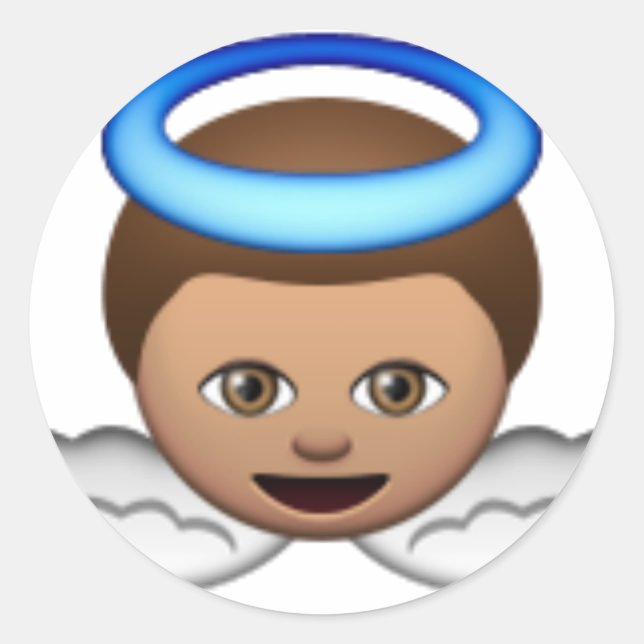 Pegatina Redonda emoji de ángel de bebé Halo love (Anverso)
