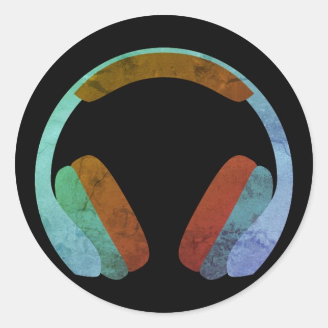 Pegatina Redonda Emoji de auriculares (Anverso)