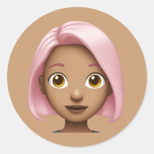 Pegatina Redonda Emoji de avatares rosados