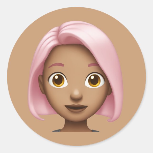 Pegatina Redonda Emoji de avatares rosados (Anverso)