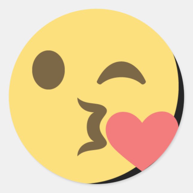 Pegatina Redonda Emoji de besos (Anverso)