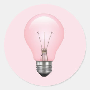 Pegatina Redonda Emoji de bombilla rosa