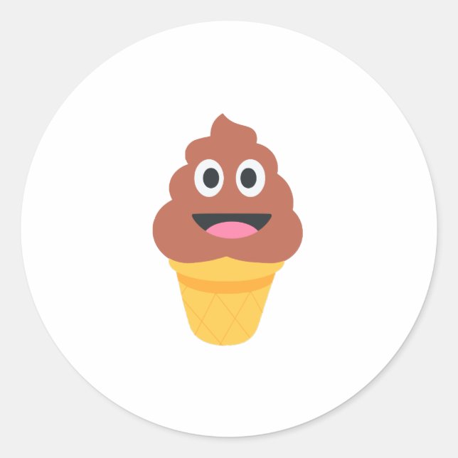 Pegatina Redonda emoji de caca de helado (Anverso)