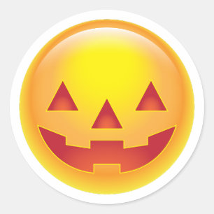 Pegatina Redonda Emoji de calabaza brillante