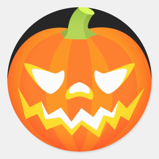 Pegatina Redonda Emoji de calabaza de Halloween (Anverso)