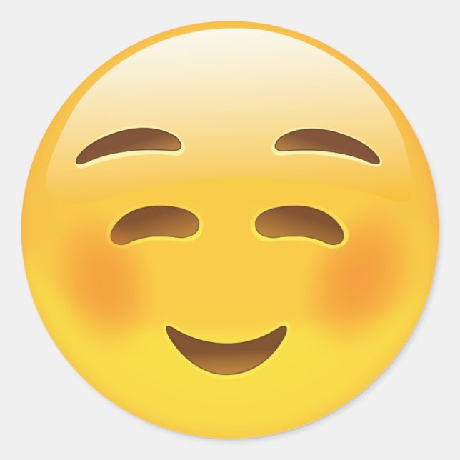 Pegatina Redonda Emoji de cara blanca sonriente (Anverso)