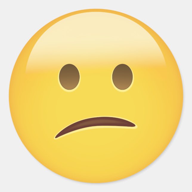 Pegatina Redonda Emoji de cara confusa (Anverso)