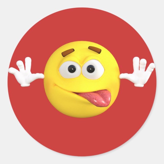 Pegatina Redonda Emoji de cara Stictout Tongue Teasing (Anverso)